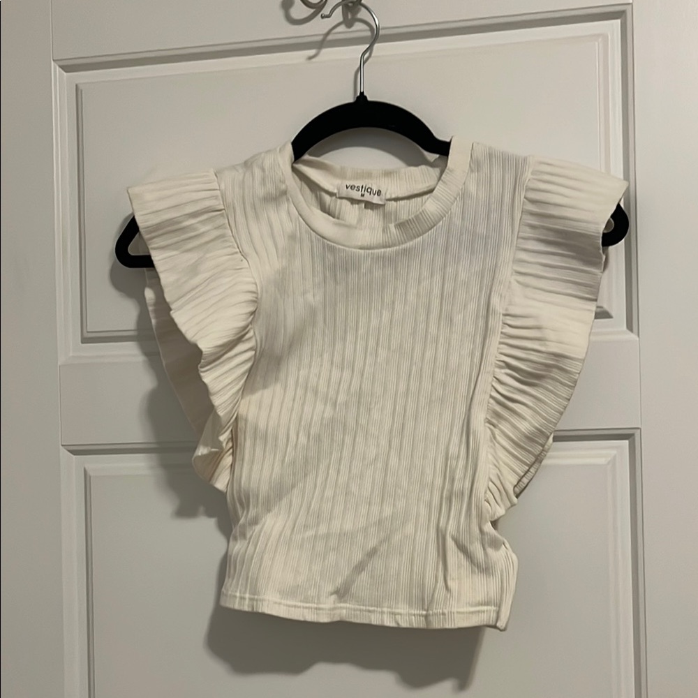 Vestique Cream Ruffle Sleeve Blouse